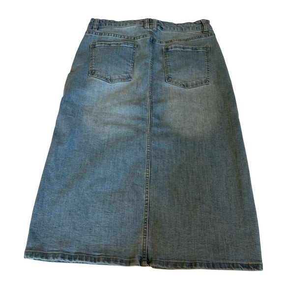 Denim A-Line Midi Stretch Skirt Size 10 Great Pre-Loved Condition - Picture 4 of 11